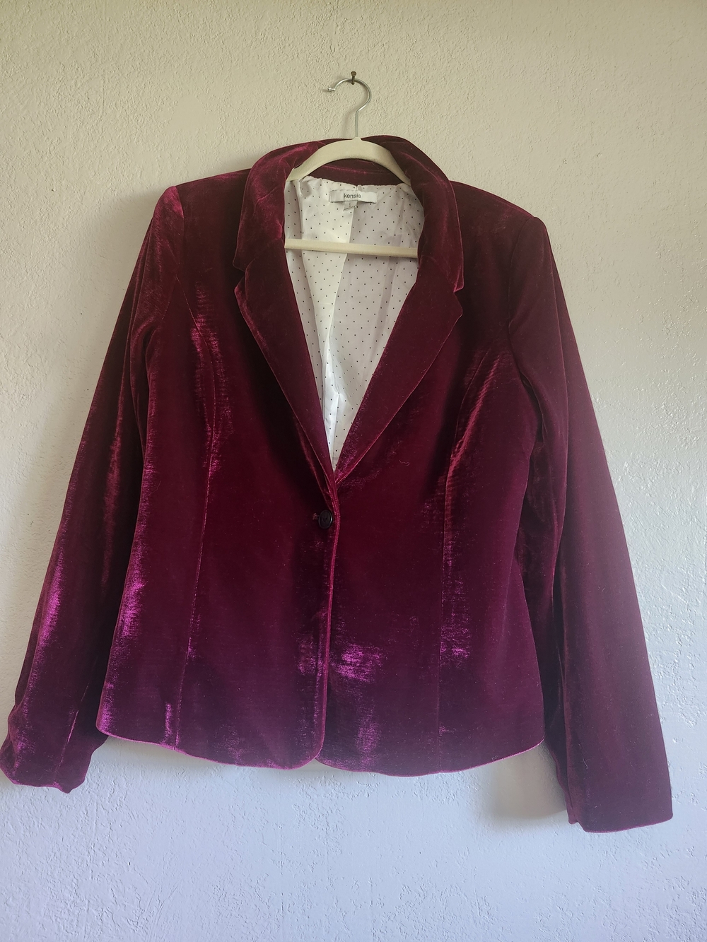 Kensie Velvet Blazer in Burgundy